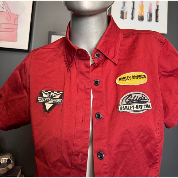 Harley-Davidson Red Button Up Shirt - Picture 2 of 5